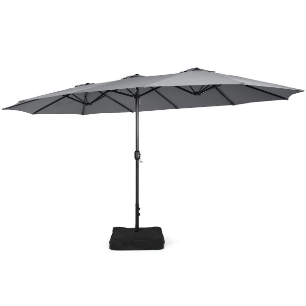 450cm Double-Sided Patio Umbrella with Base and Hand-Crank System