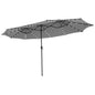 460 cm Twin Patio Umbrella with 48 LED Lights and Auto-Charging Solar Panel