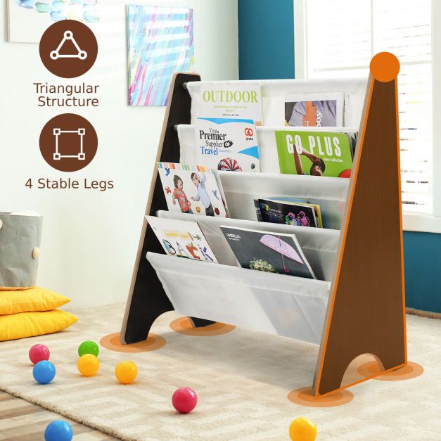 4 Tier Children Bookshelf Magazine Rack Organiser