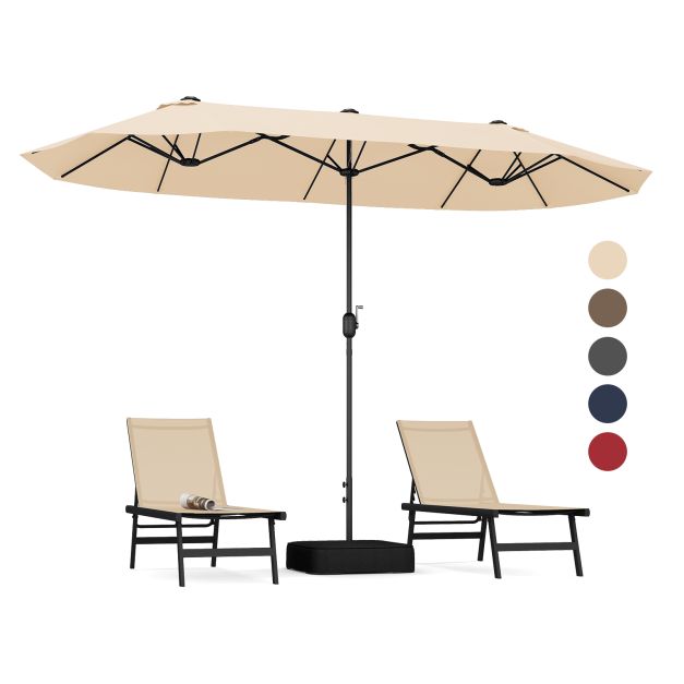 4m Double sided Patio Umbrella with Crank Handle for Garden Pool Backyard