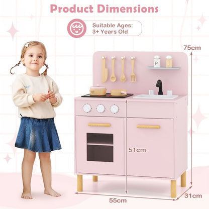 Toddler Pretend Play Kitchen with Light up Stove and Cooking Sounds