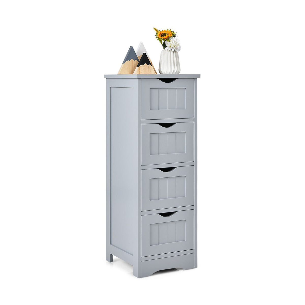 4 Drawers Bathroom Floor Cabinet with Curved Handle