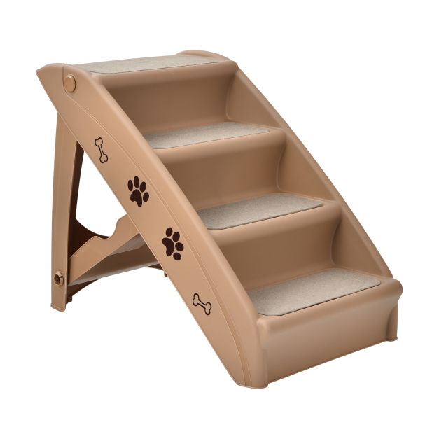 4 Steps Plastic Dog Stairs with Soft Felt
