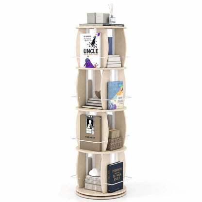 2/3/4-Tier Rotating Bookshelf Tower with Display Stands