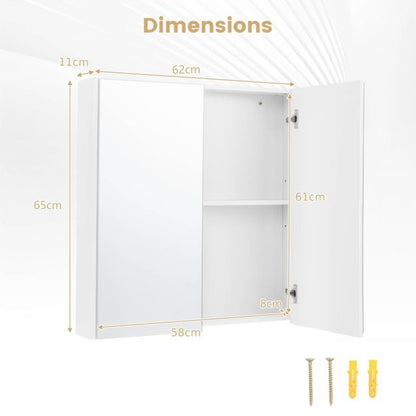 Medicine Cabinet with Mirror and Double Mirrored Doors