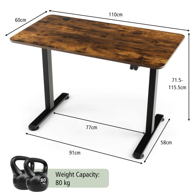 Electric Height Adjustable Standing Desk with Button Controller
