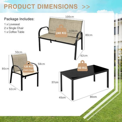 4 Piece Garden Furniture Set with loveseat for Patio Without Cushions