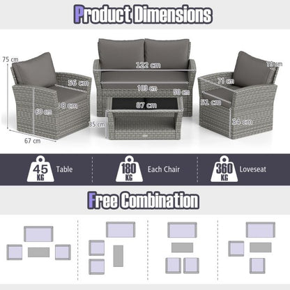 4 Piece Patio Conversation Seat