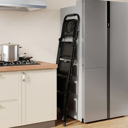 Heavy-Duty Metal 4 Step Ladder with Anti-Slip Wide Pedals