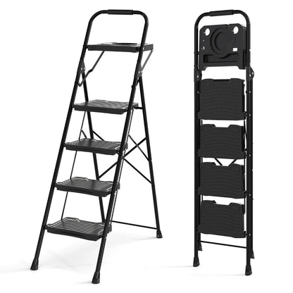Heavy-Duty Metal 4 Step Ladder with Anti-Slip Wide Pedals