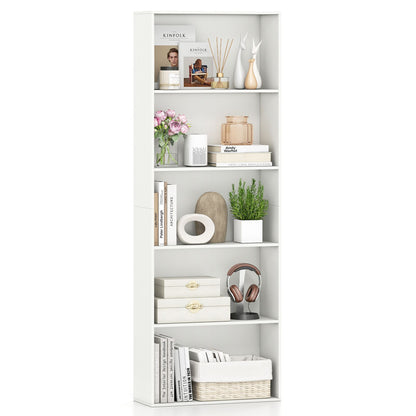 5-Tier Bookshelf with Freestanding Display Shelf and Storage Organizer for Living Room
