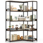 5-Tier Corner Bookshelf with Metal Frame for Living Room