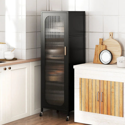 5-Tier Metal Storage Cabinet with Adjustable Shelves for Dining Room