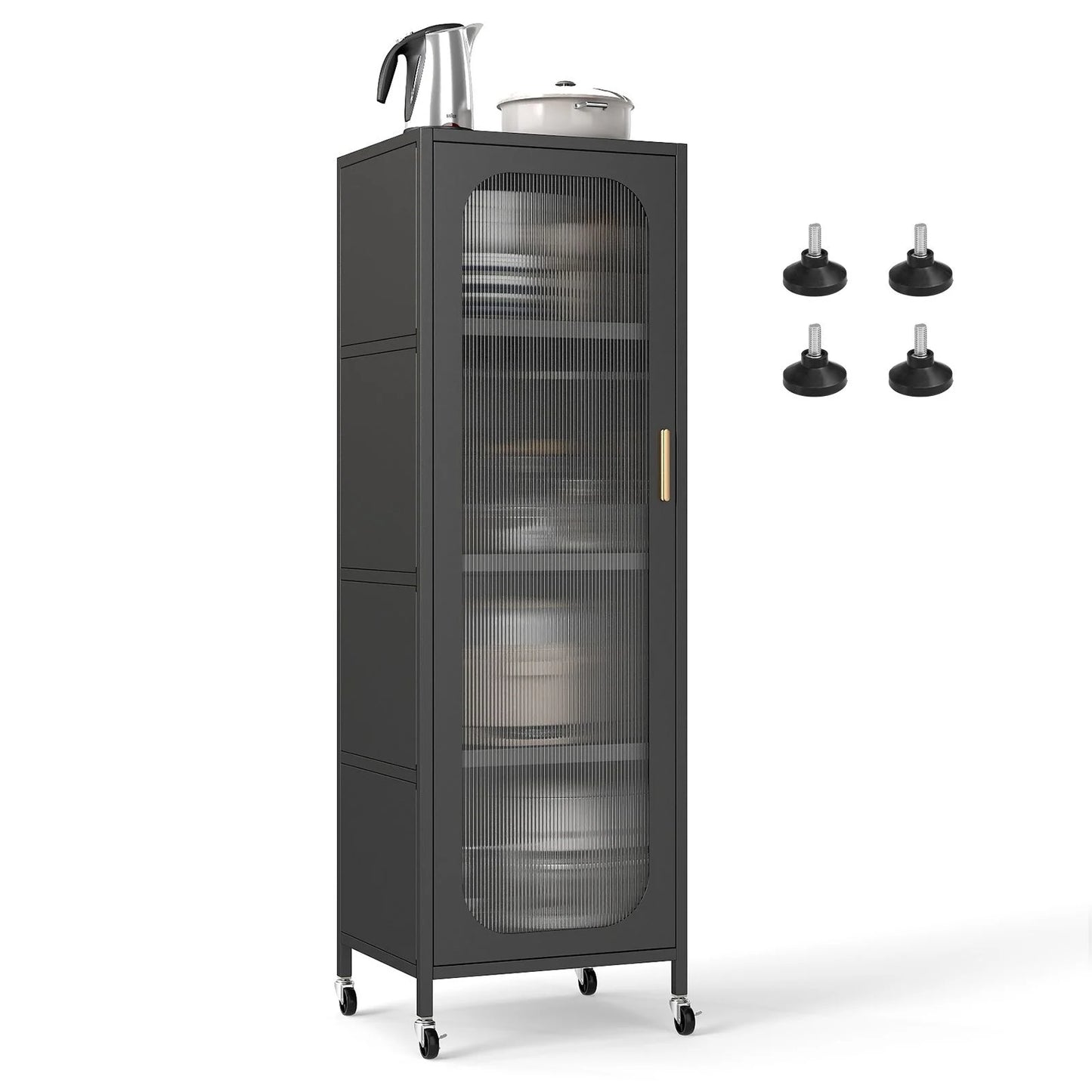 5-Tier Metal Storage Cabinet with Adjustable Shelves for Dining Room