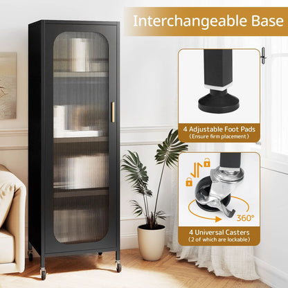 5-Tier Metal Storage Cabinet with Adjustable Shelves for Dining Room