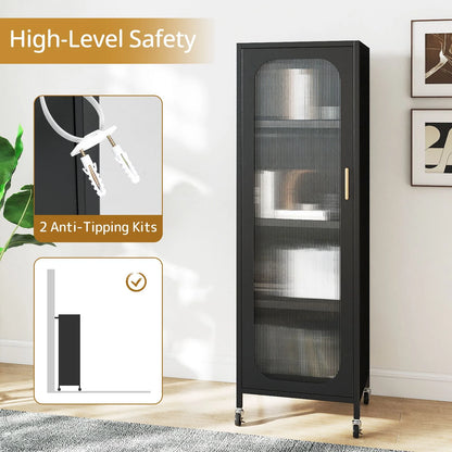 5-Tier Metal Storage Cabinet with Adjustable Shelves for Dining Room
