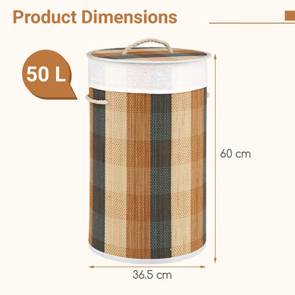 50 L 3-handle Laundry Hamper with Removable and Machine-Washable Liner for Blankets