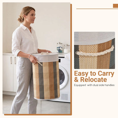 50 L 3-handle Laundry Hamper with Removable and Machine-Washable Liner for Blankets