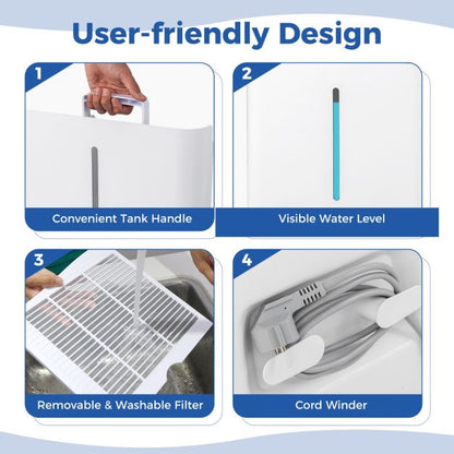 Portable 50L/Day Dehumidifier with App and Wifi for Home Damp