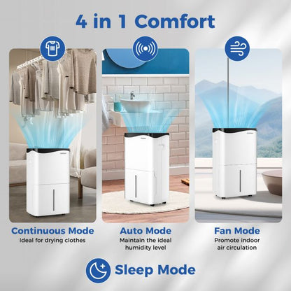 Portable 50L/Day Dehumidifier with App and Wifi for Home Damp
