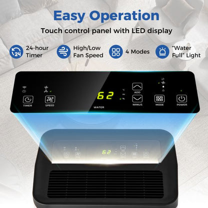 Portable 50L/Day Dehumidifier with App and Wifi for Home Damp