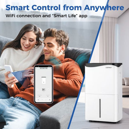Portable 50L/Day Dehumidifier with App and Wifi for Home Damp