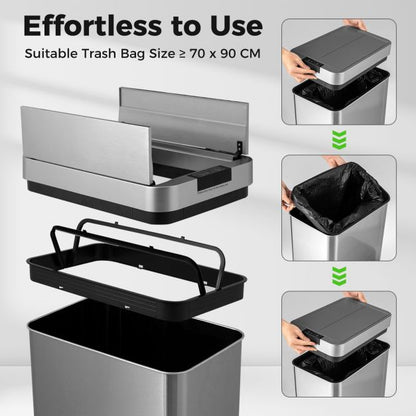 50L Slim Kitchen Trash Can with Wing Lids