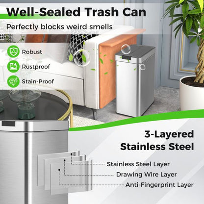 50L Slim Kitchen Trash Can with Wing Lids
