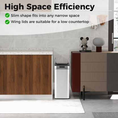 50L Slim Kitchen Trash Can with Wing Lids