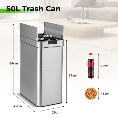 50L Slim Kitchen Trash Can with Wing Lids