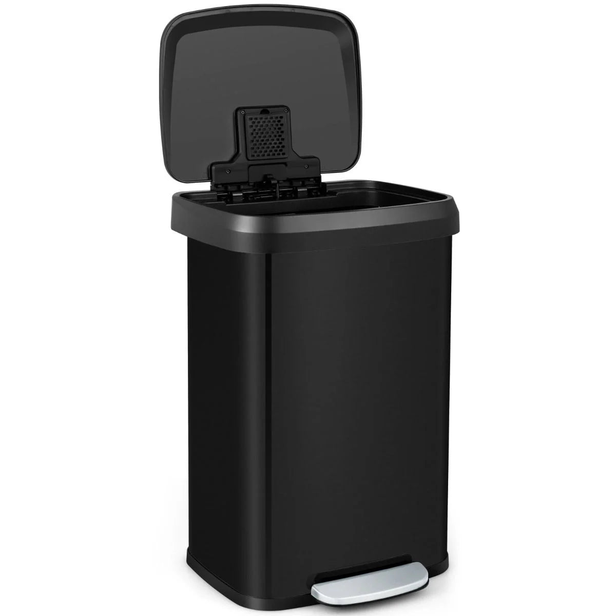 GiantexUK 50L Recycling Pedal Bin, Stainless Steel Rectangular Trash Bin with Silent Soft Close Lid & Pedal