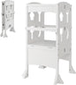 Height Adjustable Toddler Kitchen Helper with Safety Latches and Protective Rail