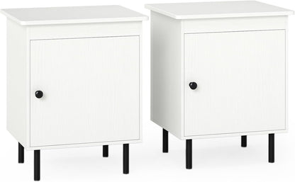 2-Tier Nightstand with Single Door Cabinet for Bedroom
