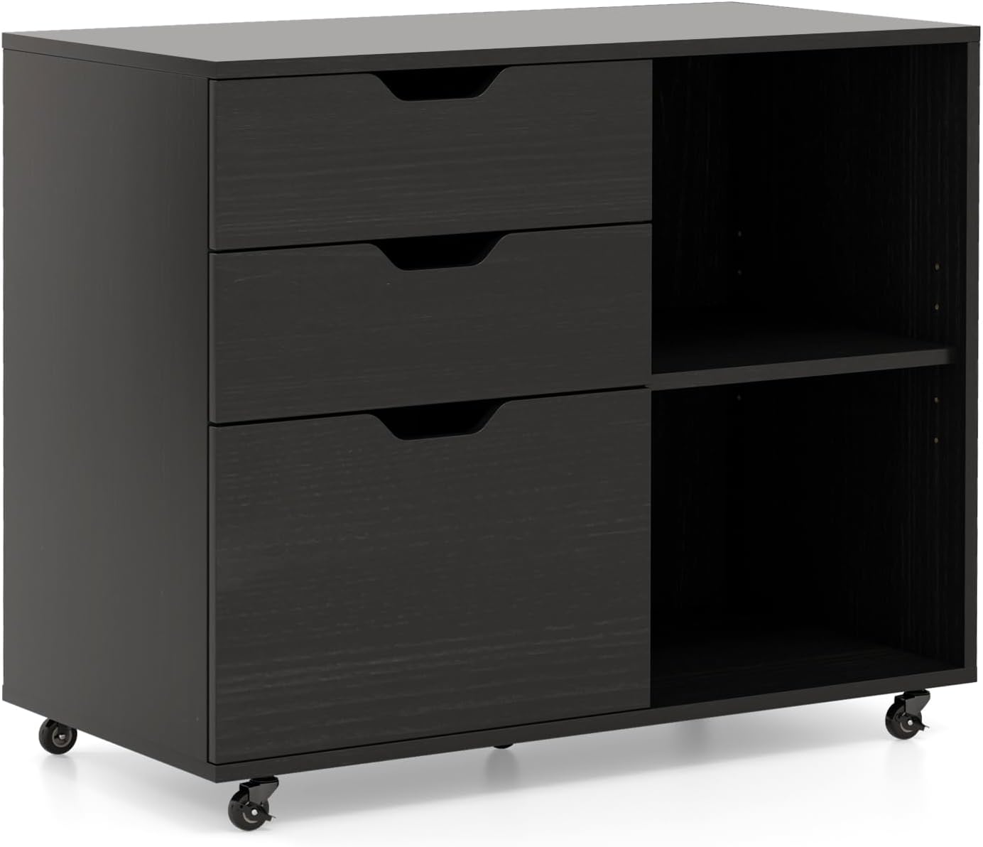 Mobile File Cabinet with 3 Pull-out Drawers and Adjustable Shelf