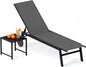 Patio Chaise Lounge Chair with Wheels Outdoor Recliner with 6-Level Adjustable Backrest