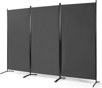 3-Panel Freestanding Wood Room Divider with Durable Hinges Steel Base