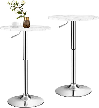 GiantexUK Round Bar Table, Adjustable Height Coffee Table with Non-slip Rubber Ring