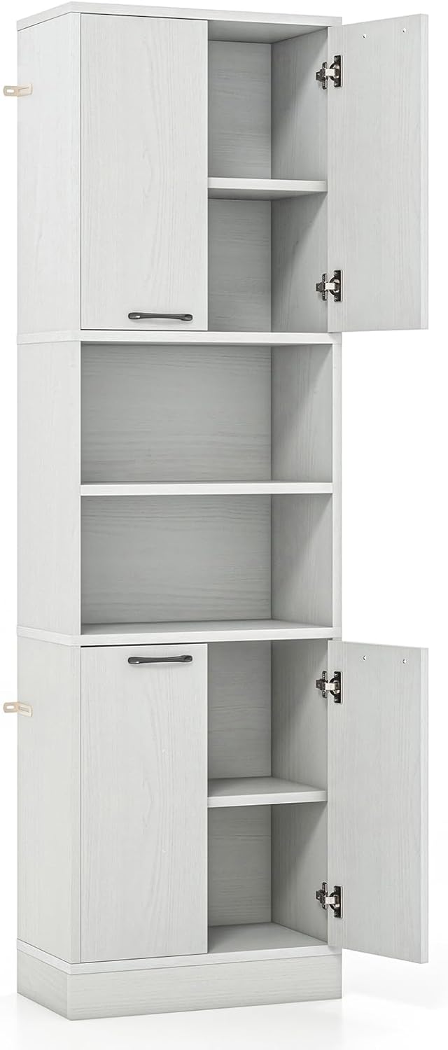 190cm Tall Freestanding Cupboard with Doors and Shelves