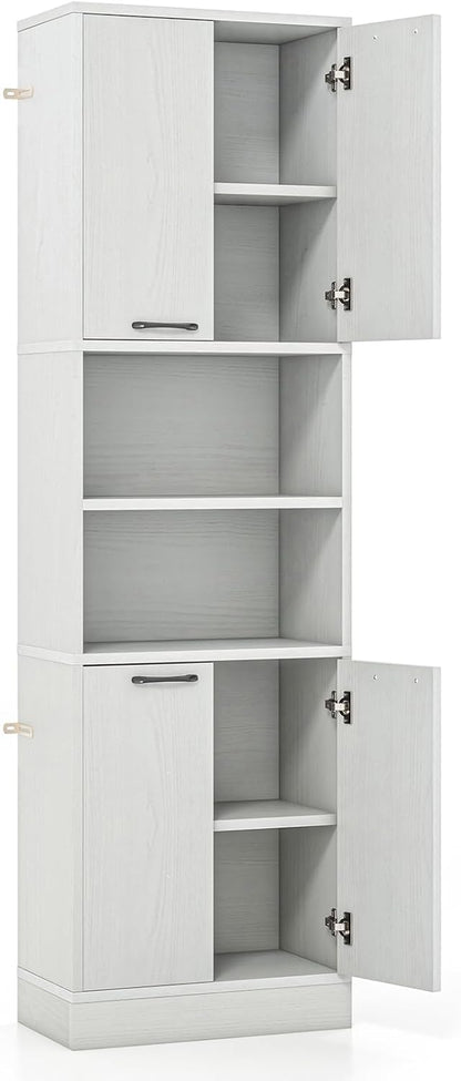 190cm Tall Freestanding Cupboard with Doors and Shelves