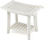 2-Tier Slatted Spa Bath Stool with Storage Shelf & Handles