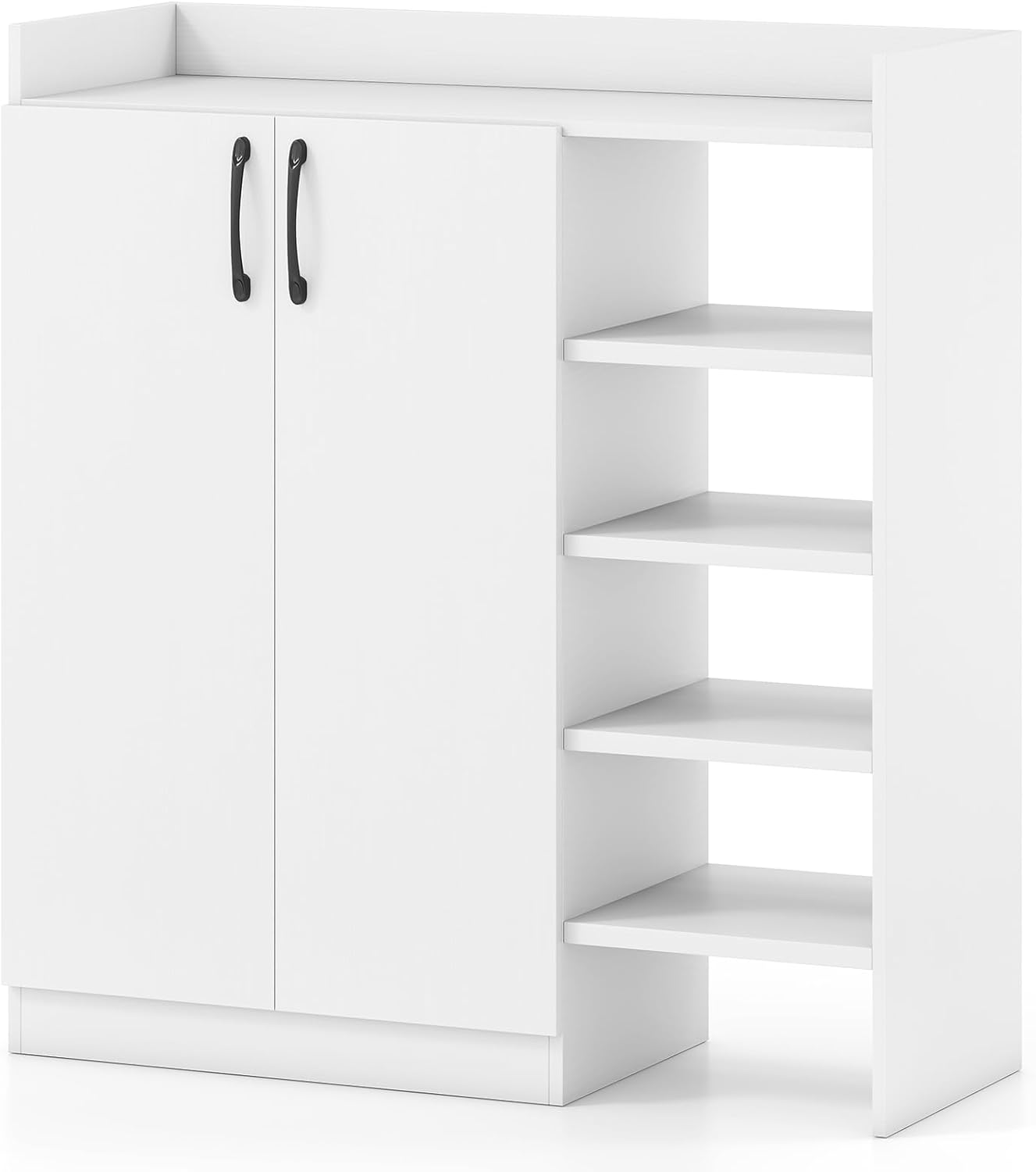 Shoe Storage Organizer with 2 Adjustable Inner Shelves and 4 Open Shelves