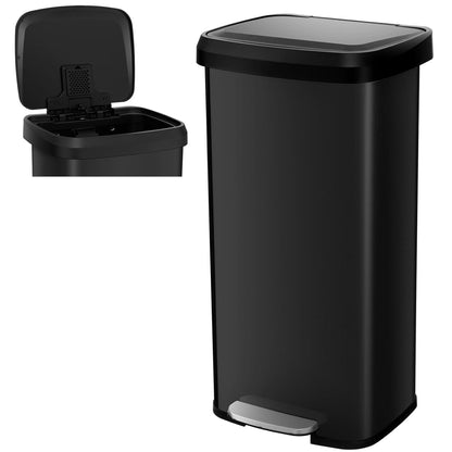 GiantexUK 68L Recycling Pedal Bin, Stainless Steel Rectangular Trash Bin with Silent Soft Close Lid & Pedal
