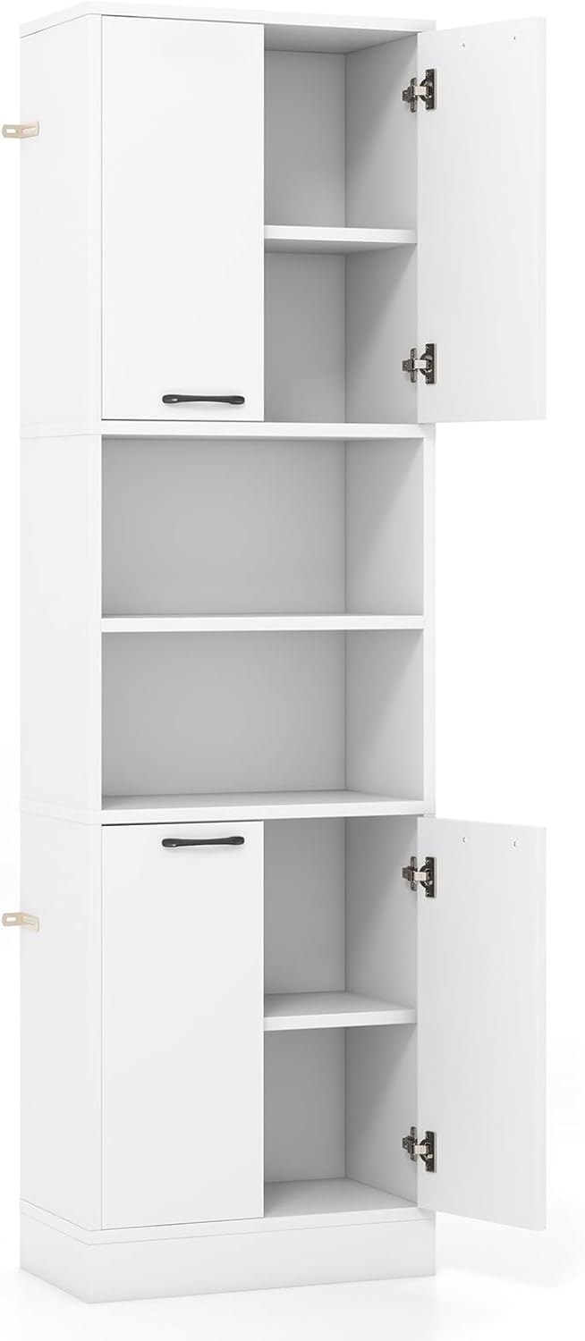 190cm Tall Freestanding Cupboard with Doors and Shelves