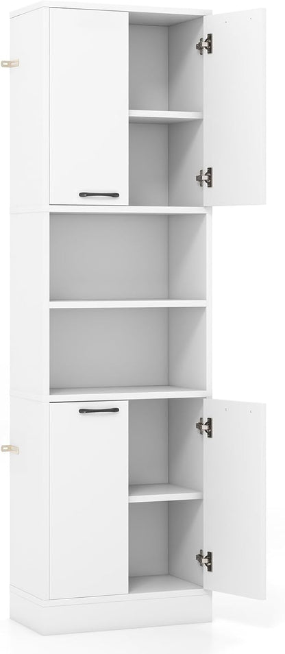 190cm Tall Freestanding Cupboard with Doors and Shelves