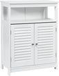 Bathroom Floor Cabinet, Wooden Freestanding Storage Cupboard with Double Shutter Door