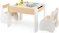 Wooden Kids Table and Chair Set with Hidden Storage