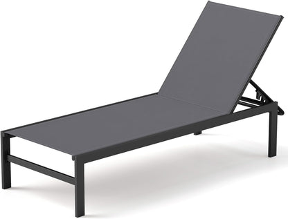 6-Level Adjustable Patio Chaise Lounge Recliner Flat Deck Sunbed