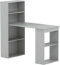 122cm Computer Desk, Wooden PC Laptop Table Writing Workstation with 6-Tier Storage Bookshelves