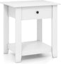 Wooden Nightstand End Sofa Side Table with Drawer and Open Shelf