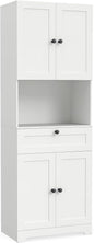 171.5cm Tall Kitchen Cupboard, 4-Door Pantry Storage Cabinet with Adjustable Shelf